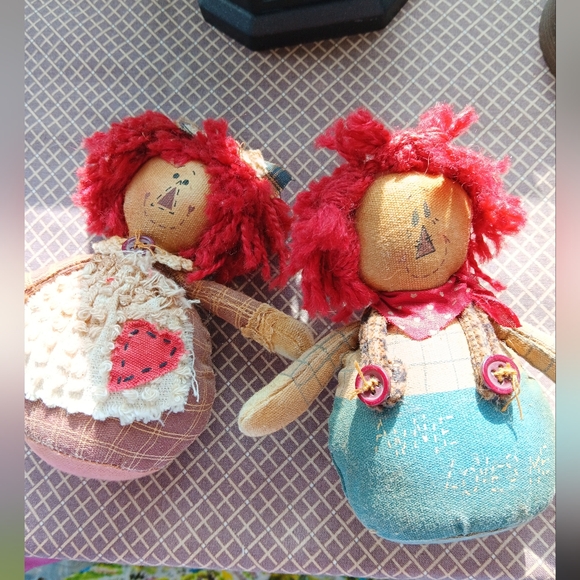 Other - Raggedy Ann & Andy folk art weighted dolls By hallmark??